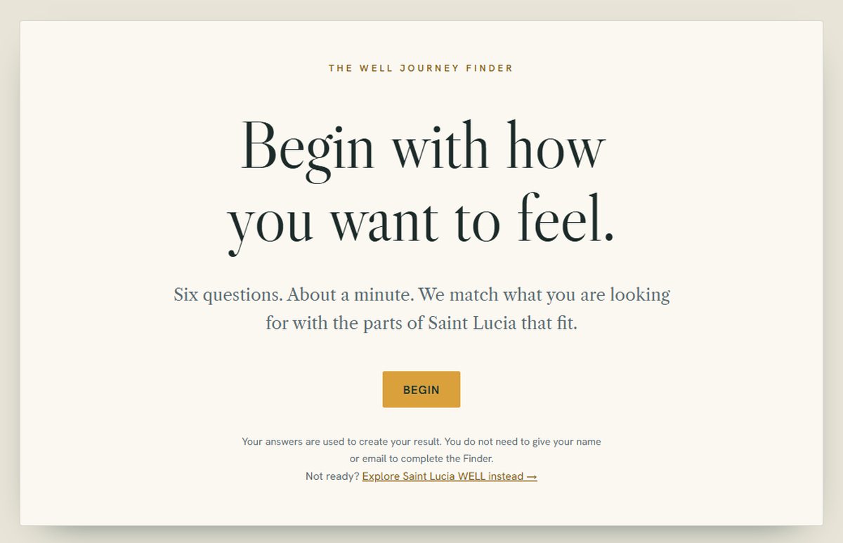 The WELL Journey Finder start screen: Begin with how you want to feel